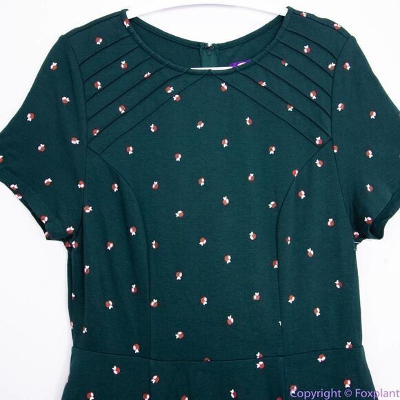 Unique Vintage X GB Green Apple Print Fit And Flare Dress, 0XL - Picture 3 of 16